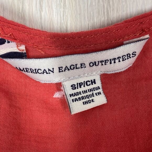 American Eagle | Pink Embroidered Bell Sleeve Blouse Size Small - Picture 5 of 6